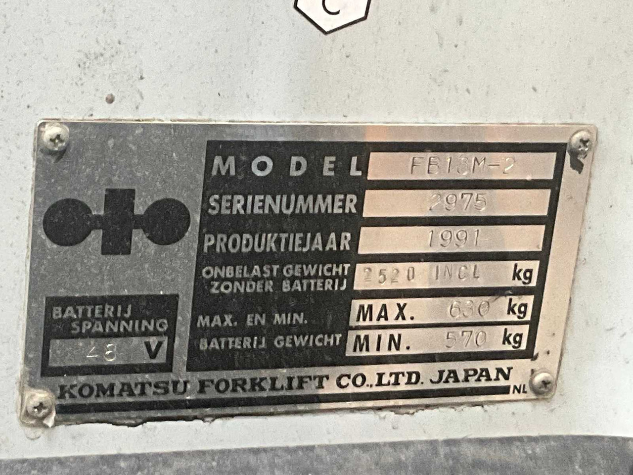 Forklift 1991 KOMATSU FB13M-2 FORKLIFT: gambar 13