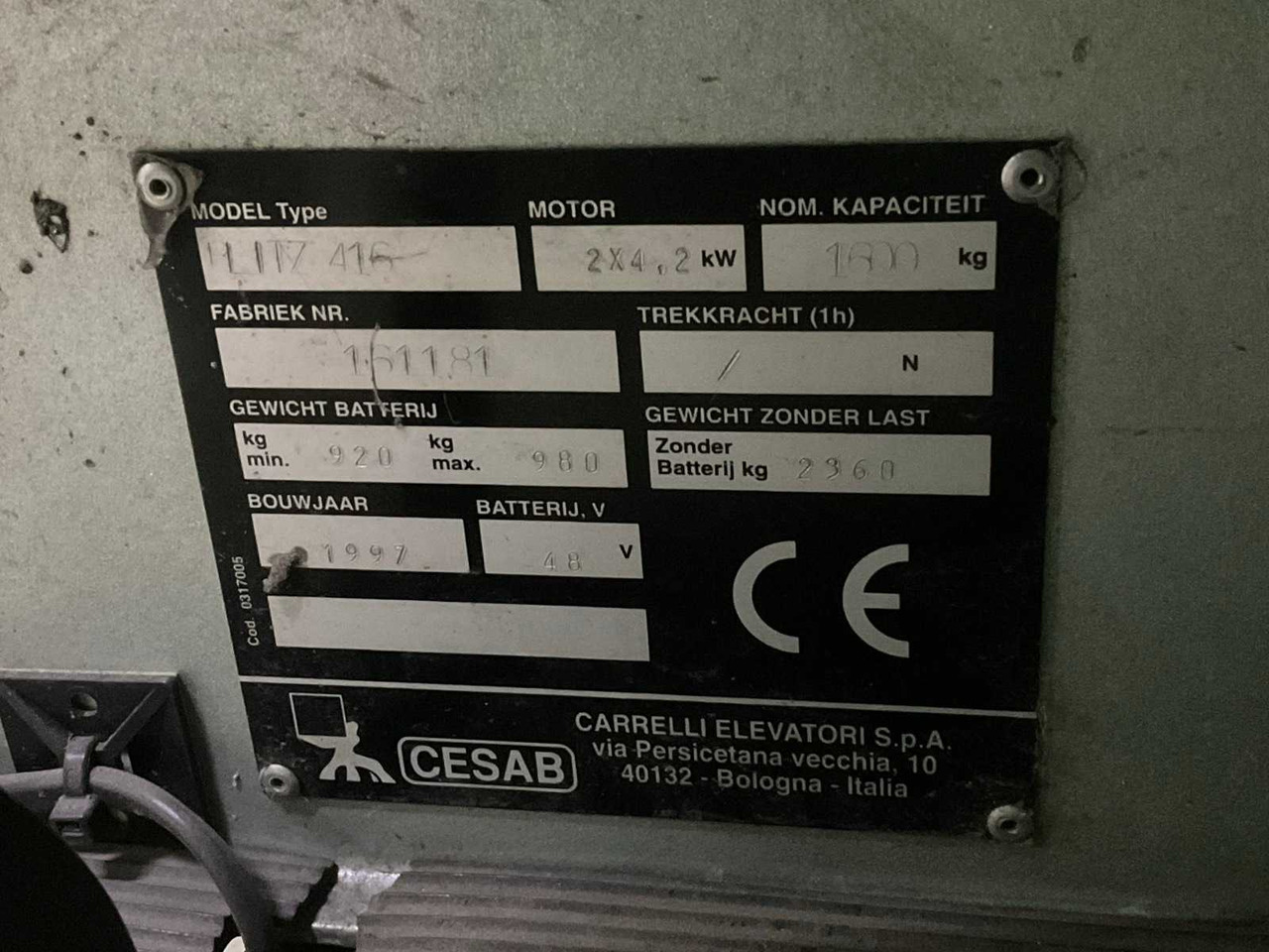 Forklift 1997 CESAB BLITZ 416 FORKLIFT: gambar 16