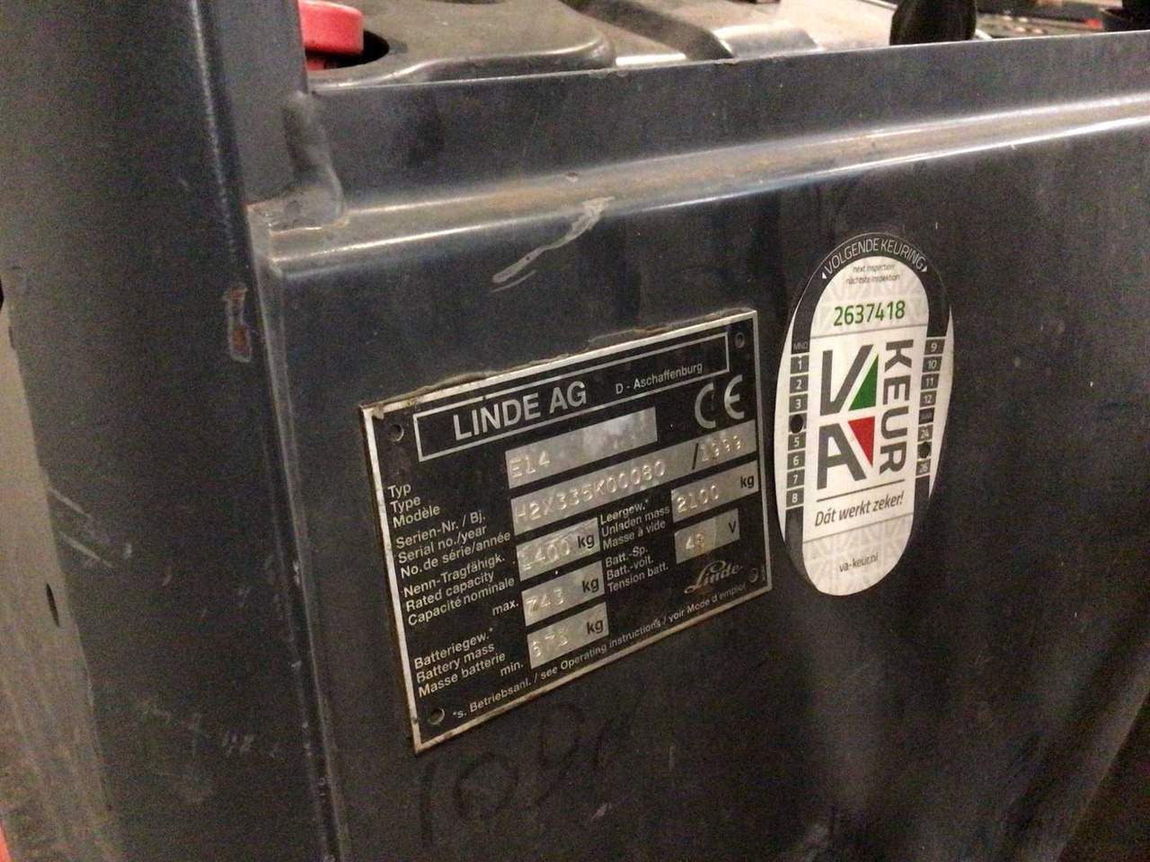 Forklift 1999 LINDE E14 FORKLIFT: gambar 9 Forklift 1999 LINDE E14 FORKLIFT: gambar 9