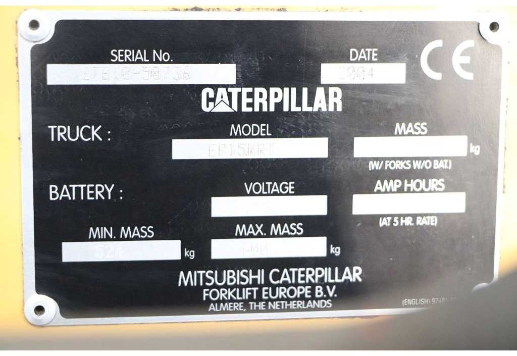 CATERPILLAR - EP15KRT - FORKLIFT TRIPLEX - SIDESHIFT, 3590 HOURS - Forklift: gambar 4 CATERPILLAR - EP15KRT - FORKLIFT TRIPLEX - SIDESHIFT, 3590 HOURS - Forklift: gambar 4