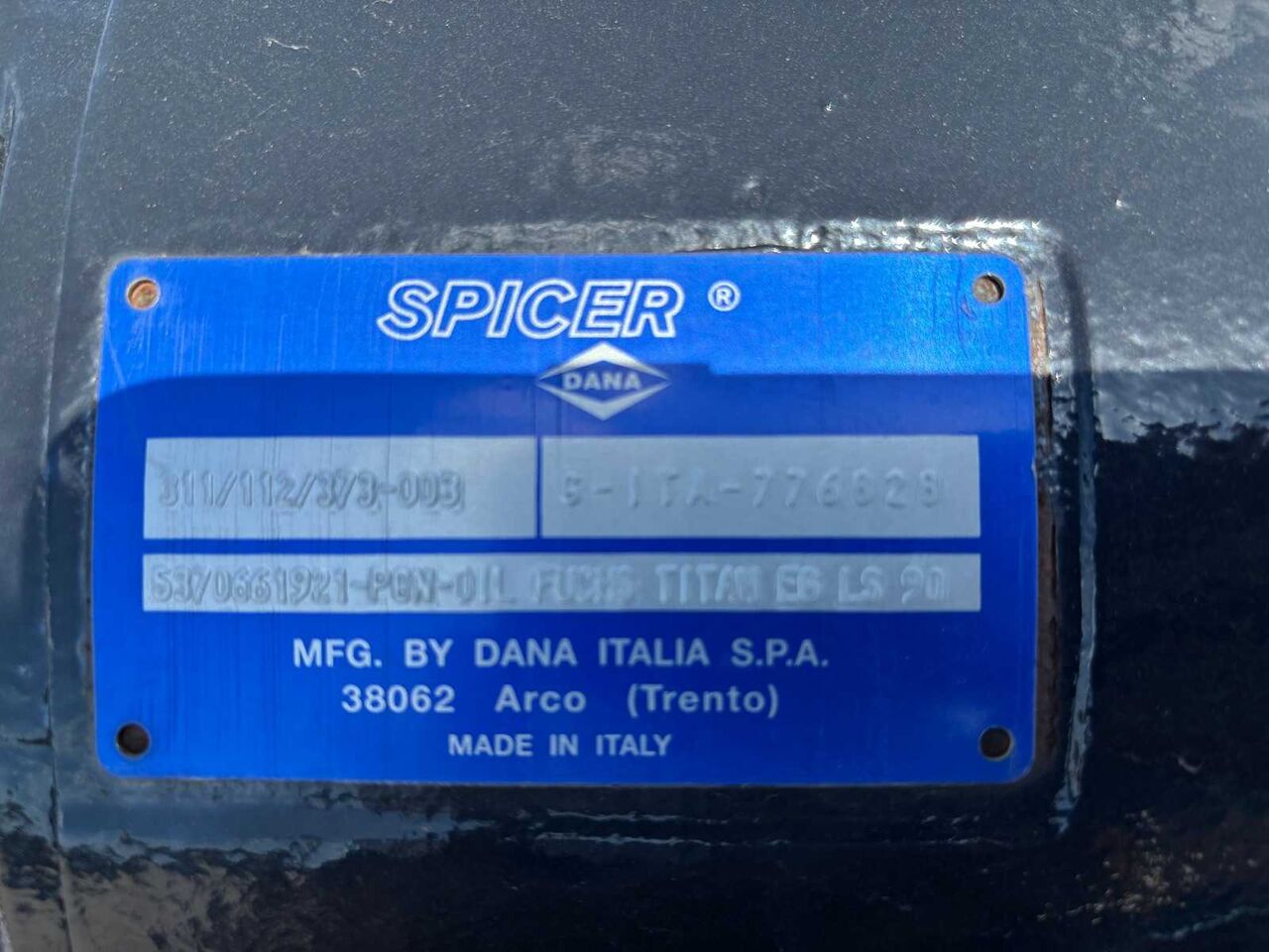 DANA ITALIA S.R.L SPICER / DANA - REAR AXLE - Ekskavator: gambar 3 DANA ITALIA S.R.L SPICER / DANA - REAR AXLE - Ekskavator: gambar 3