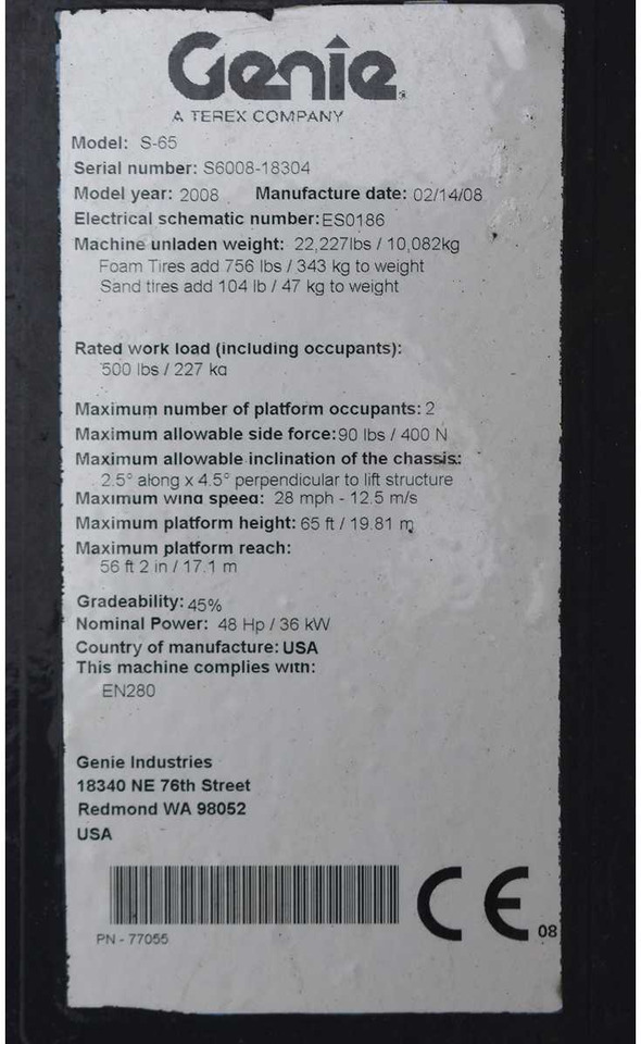 Platform pengangkat Genie S65: gambar 16