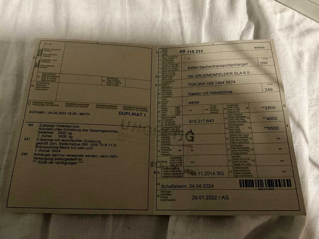 Semi-trailer 2014 GK GRUENENFELDER SLA 6.5 SEMI-TRAILER: gambar 16