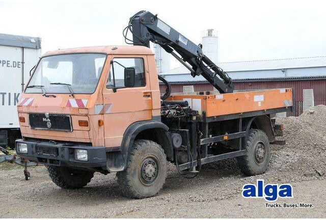 MAN 9.150 4x4, Allrad, Hiab 071 AW, Einzelbereifung - Truk flatbed: gambar 1 MAN 9.150 4x4, Allrad, Hiab 071 AW, Einzelbereifung - Truk flatbed: gambar 1