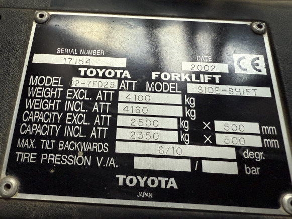Chariot élévateur frontal électrique TOYOTA 02-7FD25 - Forklift listrik: gambar 3 Chariot élévateur frontal électrique TOYOTA 02-7FD25 - Forklift listrik: gambar 3
