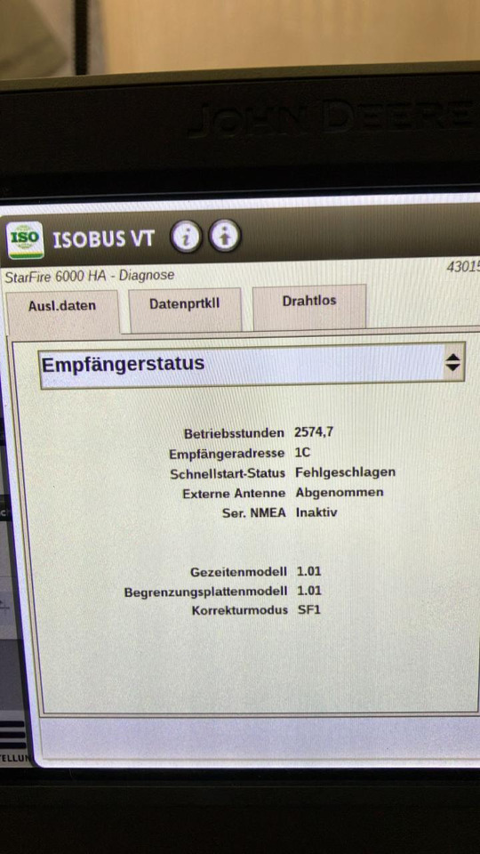 John Deere SF6000 - Sistem navigasi untuk Peralatan pertanian: gambar 5 John Deere SF6000 - Sistem navigasi untuk Peralatan pertanian: gambar 5