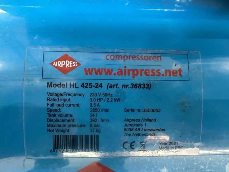 Airpress HL 425-24 Elektrische Zuigercompressor 3 PK 392 L / min 8 Bar Overstock New ! - Kompresor udara: gambar 3 Airpress HL 425-24 Elektrische Zuigercompressor 3 PK 392 L / min 8 Bar Overstock New ! - Kompresor udara: gambar 3