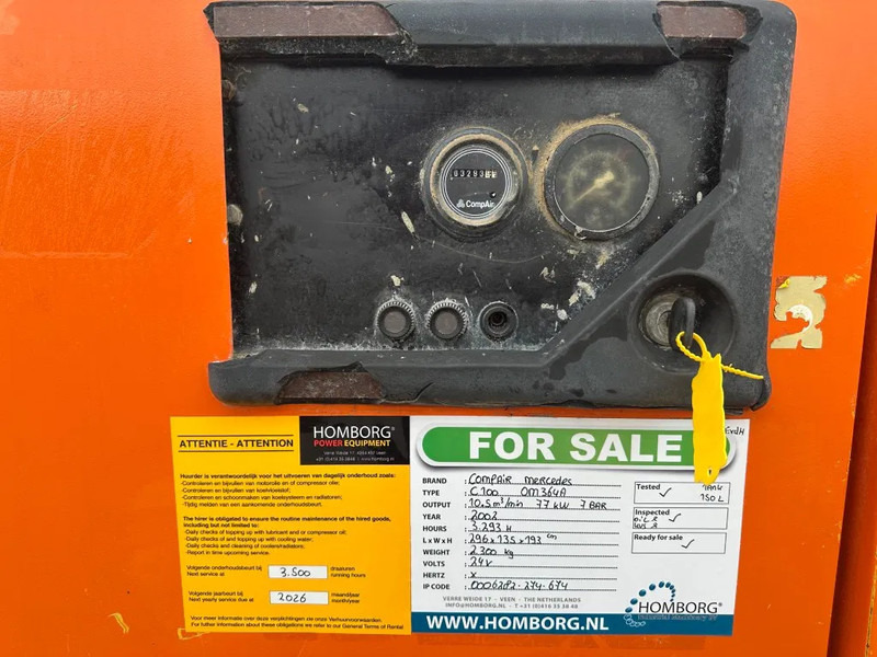 Compair C100 Mercedes OM 364 A 10.5 m3 / min 77 kW 7 Bar Silent Diesel Compressor - Kompresor udara: gambar 5 Compair C100 Mercedes OM 364 A 10.5 m3 / min 77 kW 7 Bar Silent Diesel Compressor - Kompresor udara: gambar 5