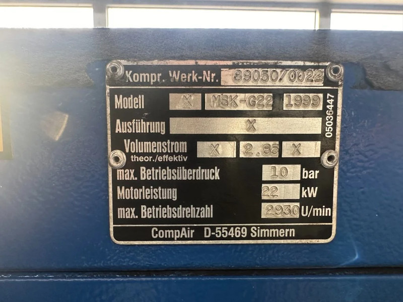 Compair MSK-G22 Elektrische Schroefcompressor 22 kW 3000 L / min 10 Bar - Kompresor udara: gambar 3 Compair MSK-G22 Elektrische Schroefcompressor 22 kW 3000 L / min 10 Bar - Kompresor udara: gambar 3