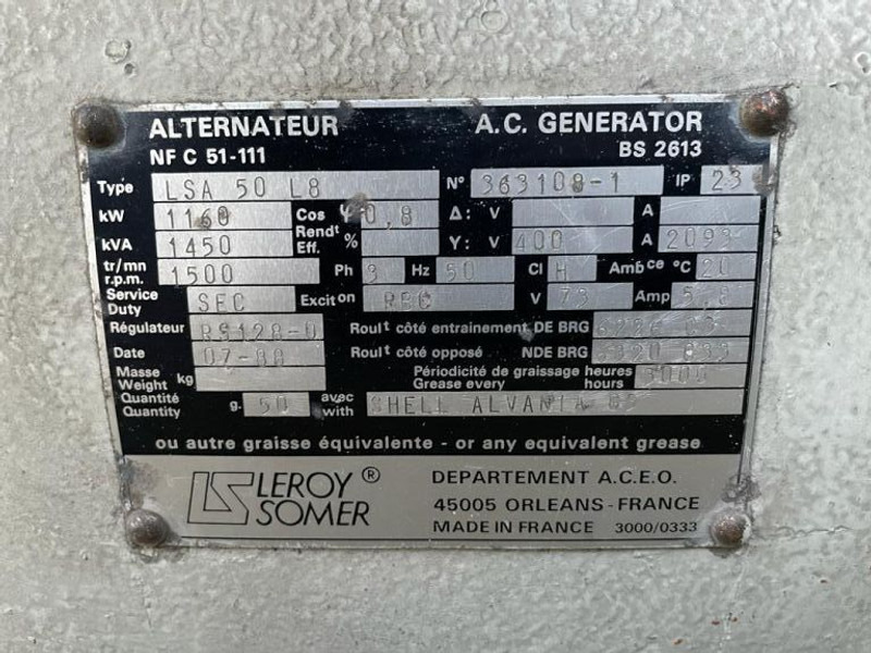 Genset Deutz MWM TBD 604 BV12 Leroy Somer 1450 kVA generatorset ex emergency: gambar 11