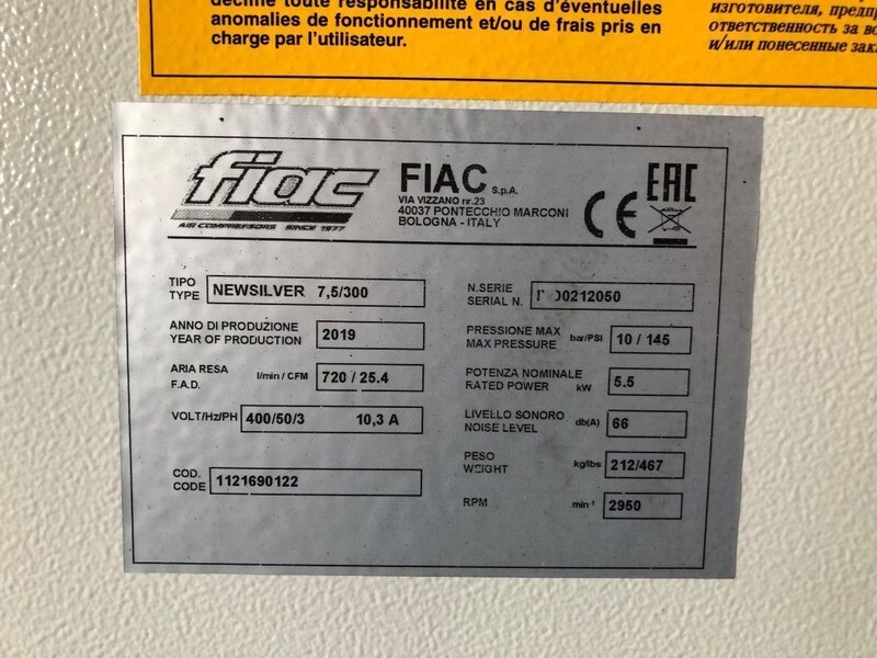 Fiac New Silver 7.5 / 300 Silent 5.5 kW 720 L / min 10 Bar Elektrische schroefcompressor met ketel - Kompresor udara: gambar 5 Fiac New Silver 7.5 / 300 Silent 5.5 kW 720 L / min 10 Bar Elektrische schroefcompressor met ketel - Kompresor udara: gambar 5