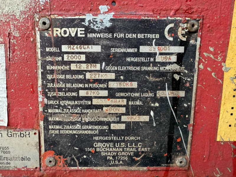 Grove MZ46 CXT 14 meter Deutz Diesel Telescoop Hoogwerker 4 x 4 - Boom teleskopik: gambar 3 Grove MZ46 CXT 14 meter Deutz Diesel Telescoop Hoogwerker 4 x 4 - Boom teleskopik: gambar 3