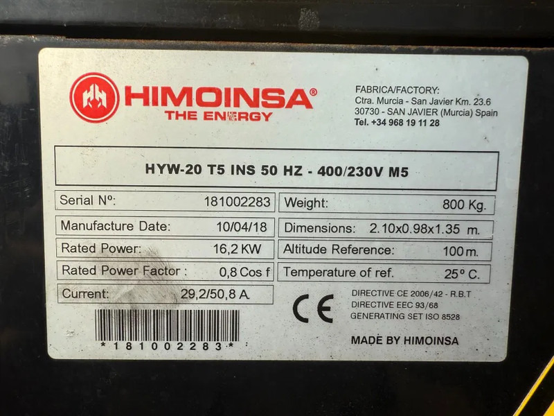 Himoinsa HYW 20 Yanmar Stamford 20 kVA Supersilent generatorset - Genset: gambar 4 Himoinsa HYW 20 Yanmar Stamford 20 kVA Supersilent generatorset - Genset: gambar 4