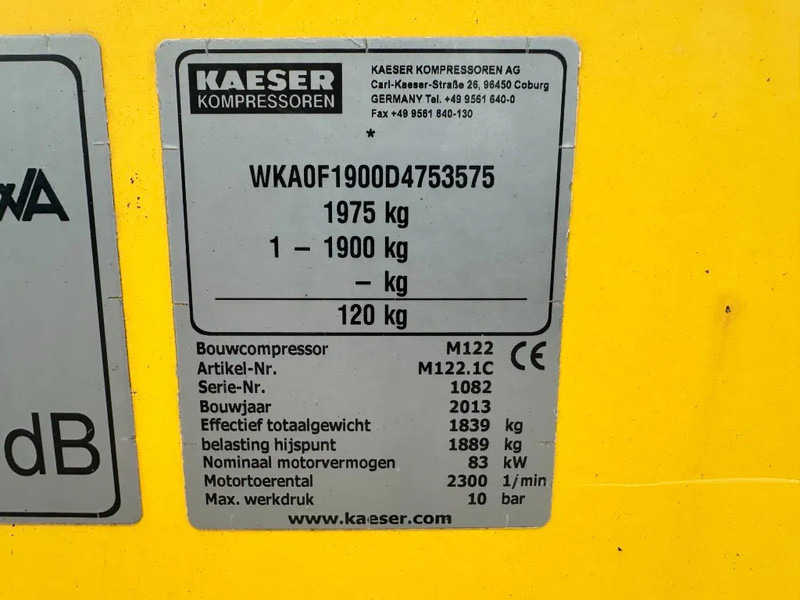 Kaeser M122 Deutz 11.1 m3 / min 10 Bar 83 kW Mobiele Diesel Compressor - Kompresor udara: gambar 3 Kaeser M122 Deutz 11.1 m3 / min 10 Bar 83 kW Mobiele Diesel Compressor - Kompresor udara: gambar 3