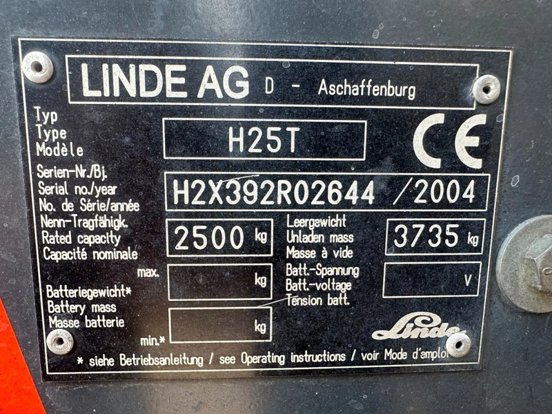 Linde H25T 2.5 ton Triplex Freelift Sideshift LPG Heftruck - Forklift LPG: gambar 4 Linde H25T 2.5 ton Triplex Freelift Sideshift LPG Heftruck - Forklift LPG: gambar 4
