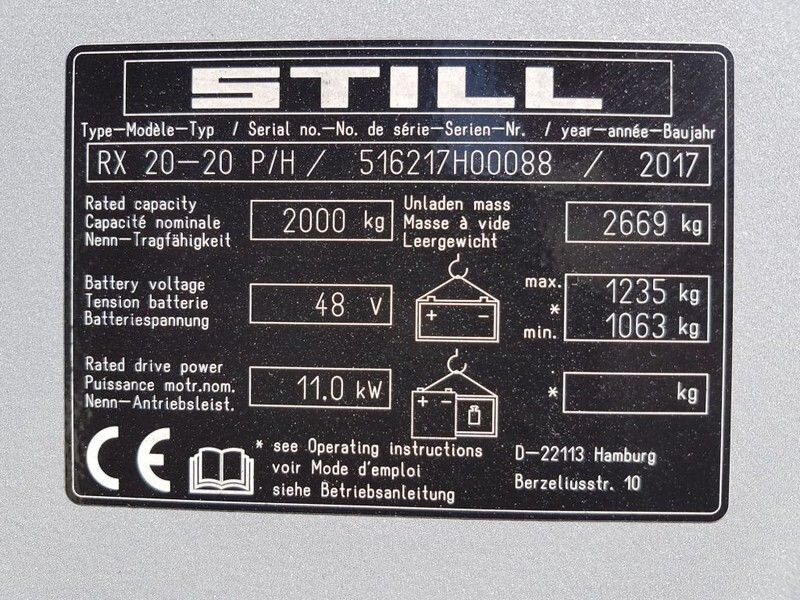 Still RX 20-20 2 ton Triplex Freelift Sideshift Elektra Heftruck - Forklift listrik: gambar 4 Still RX 20-20 2 ton Triplex Freelift Sideshift Elektra Heftruck - Forklift listrik: gambar 4