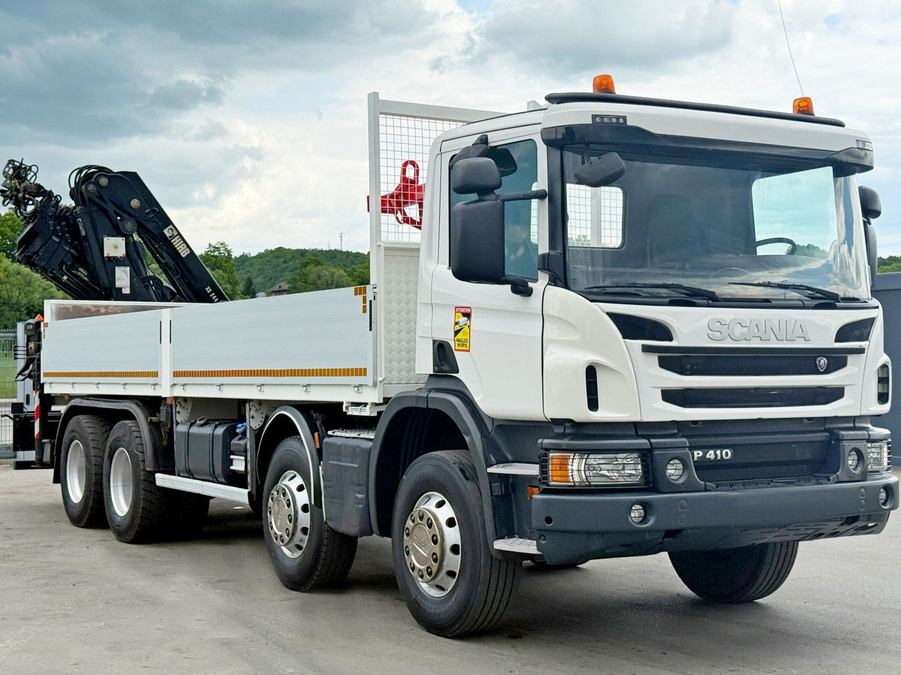 Scania P 410*PLATFORM 7,00m*HIAB 244 E-5 HIPRO+FUNK/8x4 Scania P 410*PRITSCHE 7,00m*HIAB 244 E-5 HIPRO+FUNK/8x4 - Truk derek, Truk flatbed: gambar 3 Scania P 410*PLATFORM 7,00m*HIAB 244 E-5 HIPRO+FUNK/8x4 Scania P 410*PRITSCHE 7,00m*HIAB 244 E-5 HIPRO+FUNK/8x4 - Truk derek, Truk flatbed: gambar 3