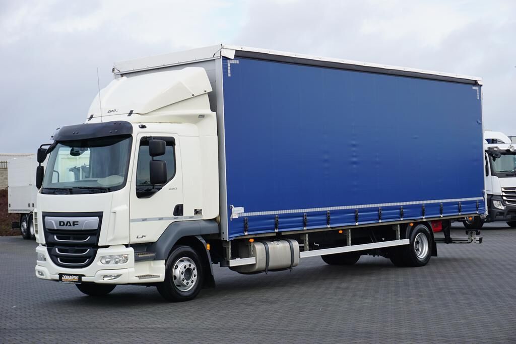 DAF LF / 260 / ACC / E 6 / FIRANKA / 21 PALETY / DŁ. 8,5 M / ŁAD. 87 - Truk dengan terpal samping: gambar 1 DAF LF / 260 / ACC / E 6 / FIRANKA / 21 PALETY / DŁ. 8,5 M / ŁAD. 87 - Truk dengan terpal samping: gambar 1