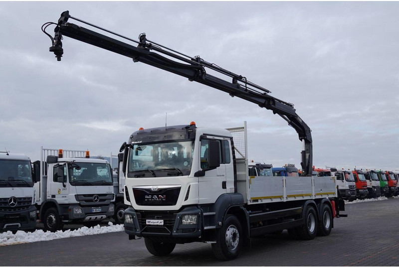 MAN TGS 26.400 / 6x4 / SKRZYNIOWY - 6,5M / HDS HIAB 188 4xwysów 13 M - Truk flatbed, Truk derek: gambar 1 MAN TGS 26.400 / 6x4 / SKRZYNIOWY - 6,5M / HDS HIAB 188 4xwysów 13 M - Truk flatbed, Truk derek: gambar 1