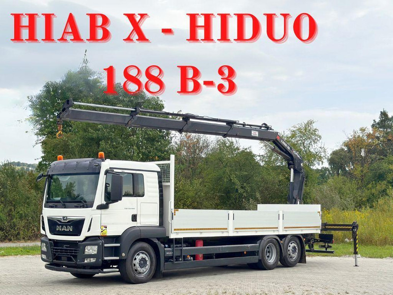 MAN TGS 26.460 * HIAB X - HIDUO 188 B-3 + FUNK* TOP - Truk flatbed, Truk derek: gambar 1 MAN TGS 26.460 * HIAB X - HIDUO 188 B-3 + FUNK* TOP - Truk flatbed, Truk derek: gambar 1