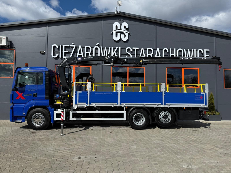 MAN TGS TGX 26.360 / E6 / 143tys km !!! skrzynia + żuraw HMF / manua - Truk flatbed, Truk derek: gambar 2 MAN TGS TGX 26.360 / E6 / 143tys km !!! skrzynia + żuraw HMF / manua - Truk flatbed, Truk derek: gambar 2