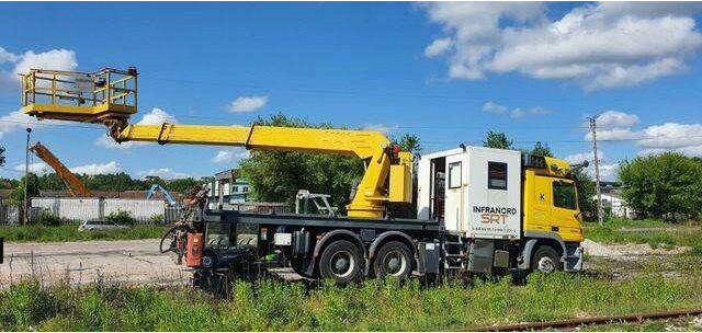 Mercedes-Benz 3344 SRT SCHÖRLING Road Rail Railway Zweiweg - Platform udara yang dipasang di truk: gambar 1 Mercedes-Benz 3344 SRT SCHÖRLING Road Rail Railway Zweiweg - Platform udara yang dipasang di truk: gambar 1
