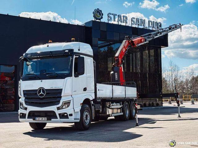 Mercedes-Benz ACTROS 3351 NEW 6x4 Fassi F485 Crane - Truk flatbed, Truk derek: gambar 1 Mercedes-Benz ACTROS 3351 NEW 6x4 Fassi F485 Crane - Truk flatbed, Truk derek: gambar 1