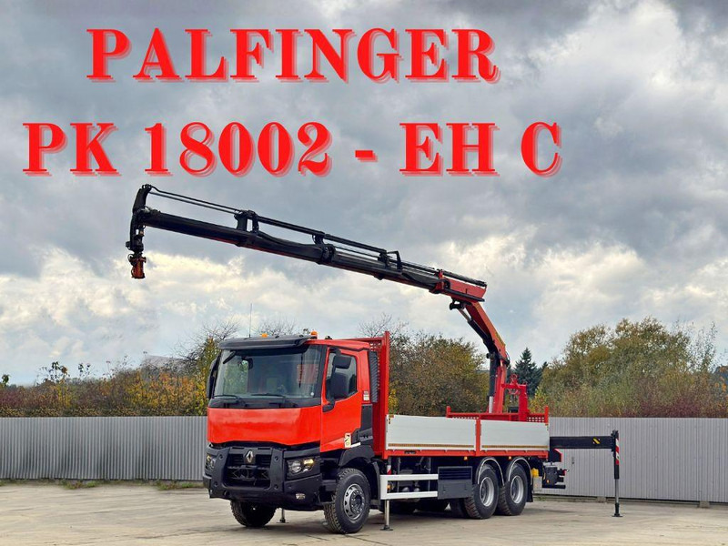 Renault C430 * PALFINGER PK 18002 - EHC + FUNK/ 6x4 - Truk flatbed, Truk derek: gambar 1 Renault C430 * PALFINGER PK 18002 - EHC + FUNK/ 6x4 - Truk flatbed, Truk derek: gambar 1