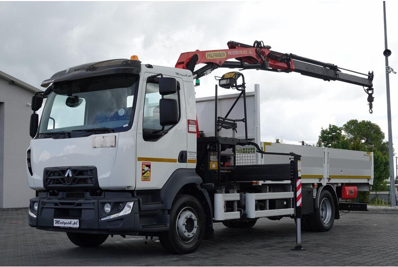 Renault D 210/ 4X2 / SKRZYNIOWY 5 M + HDS PALFINGER PK 8.501 SLD A / UD - Truk flatbed, Truk derek: gambar 1 Renault D 210/ 4X2 / SKRZYNIOWY 5 M + HDS PALFINGER PK 8.501 SLD A / UD - Truk flatbed, Truk derek: gambar 1