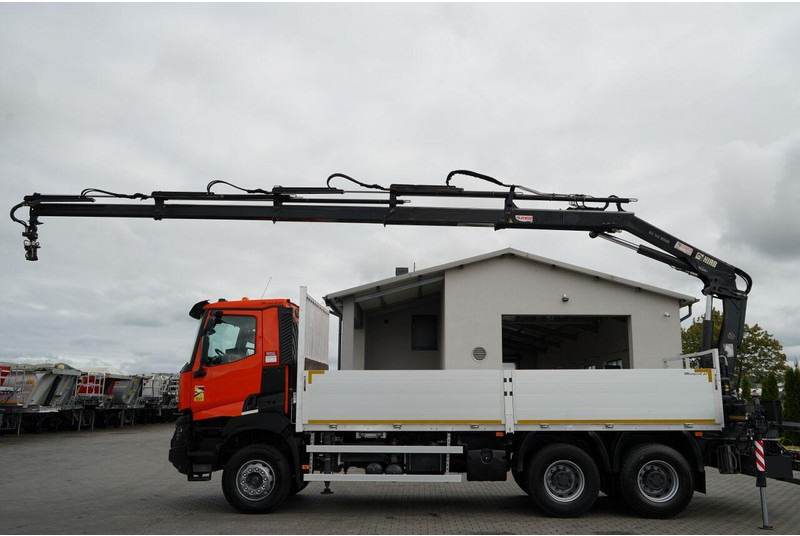 Renault K 380 / 6X4 / SKRZYNIOWY 6.2 M / + HDS HIAB 166 ES-4 / MAX UDŹWI - Truk flatbed, Truk derek: gambar 2 Renault K 380 / 6X4 / SKRZYNIOWY 6.2 M / + HDS HIAB 166 ES-4 / MAX UDŹWI - Truk flatbed, Truk derek: gambar 2