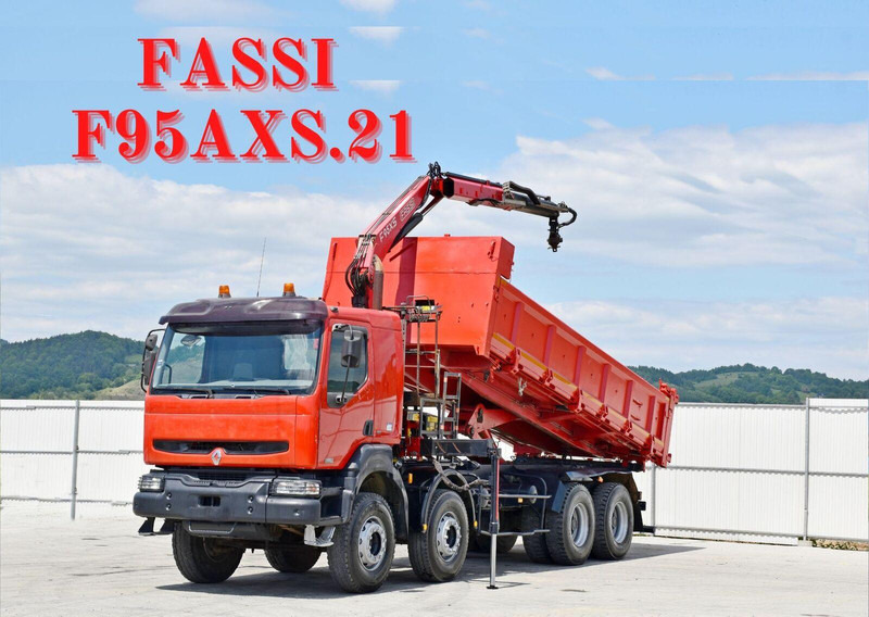 Renault KERAX 420 DCI Kipper 6,30m+FASSI F95AXS.21+FUNK - Truk jungkit, Truk derek: gambar 1 Renault KERAX 420 DCI Kipper 6,30m+FASSI F95AXS.21+FUNK - Truk jungkit, Truk derek: gambar 1