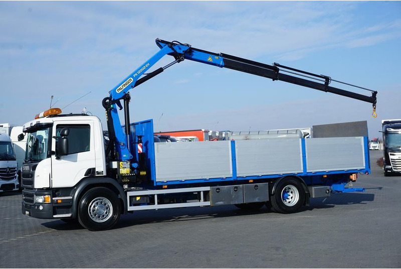 Scania P 250 / ACC / SKRZYNIOWY + HDS + WINDA / PALFINGER PK 12 002 - E - Truk flatbed, Truk derek: gambar 3 Scania P 250 / ACC / SKRZYNIOWY + HDS + WINDA / PALFINGER PK 12 002 - E - Truk flatbed, Truk derek: gambar 3
