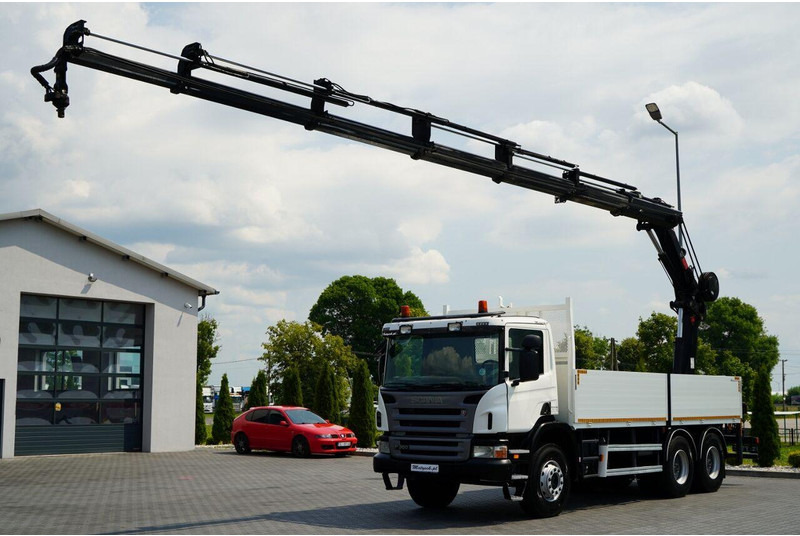 Scania P 360 / 6X4 / SKRZYNIOWY 4.85 + HDS HIAB 211 E-6 HIDUO / UDŹWIG - Truk flatbed, Truk derek: gambar 3 Scania P 360 / 6X4 / SKRZYNIOWY 4.85 + HDS HIAB 211 E-6 HIDUO / UDŹWIG - Truk flatbed, Truk derek: gambar 3