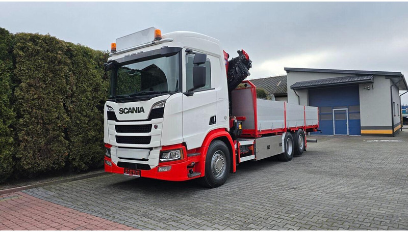 Scania R520 V8 / + HMF Crane - Truk flatbed, Truk derek: gambar 2 Scania R520 V8 / + HMF Crane - Truk flatbed, Truk derek: gambar 2