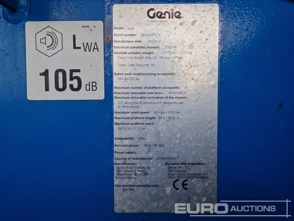 2014 Genie S-65 - Platform pengangkat: gambar 2 2014 Genie S-65 - Platform pengangkat: gambar 2