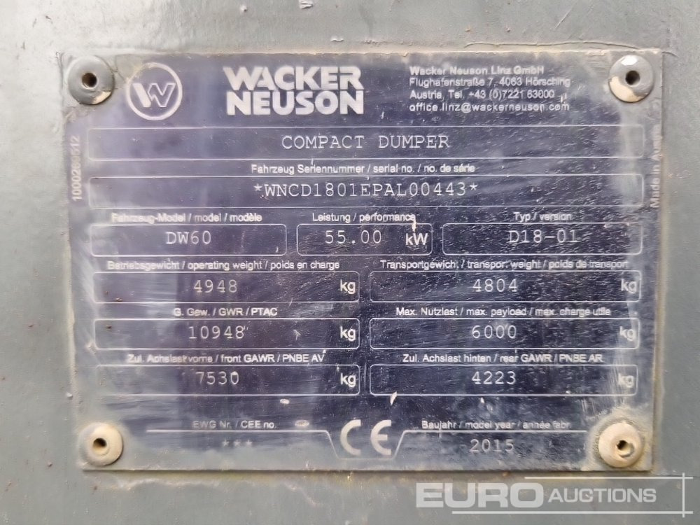 Tempat sampah mini 2015 Wacker Neuson DW60: gambar 25 Tempat sampah mini 2015 Wacker Neuson DW60: gambar 25