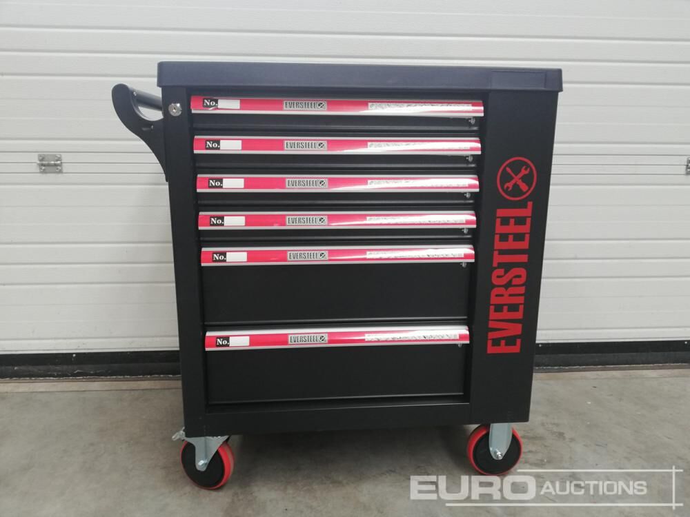 Unused Eversteel Blackline Tool Trolley, 6 Drawers with Tools - Peralatan bengkel: gambar 1 Unused Eversteel Blackline Tool Trolley, 6 Drawers with Tools - Peralatan bengkel: gambar 1