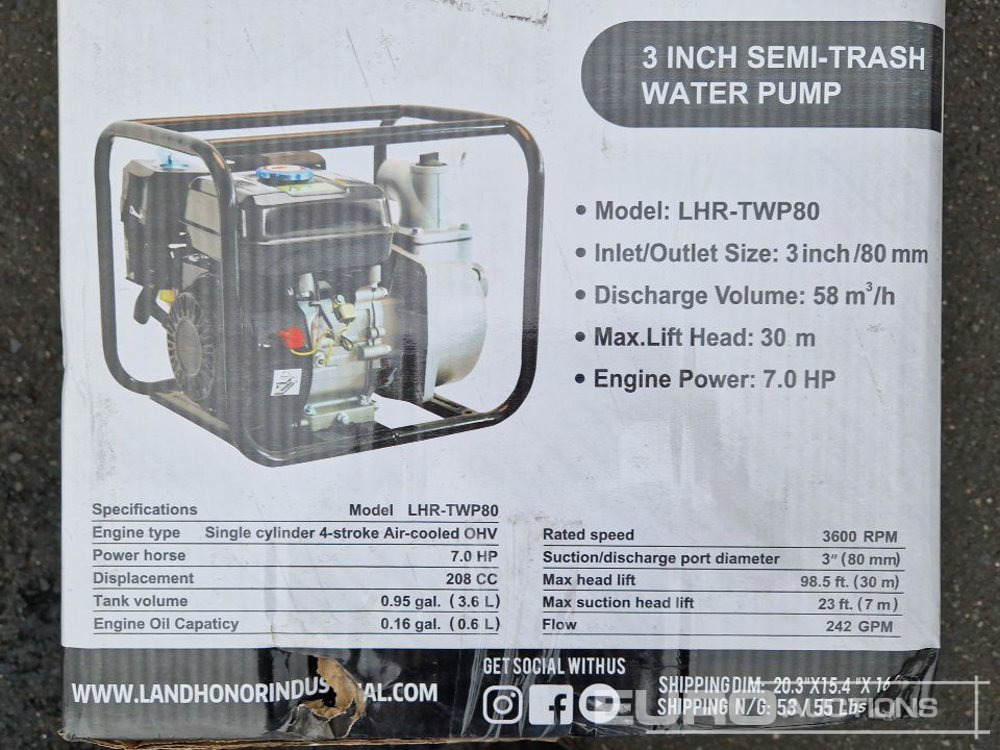 Pompa air Unused LHR-TWP80 3" Semi Trash Water Pump: gambar 11