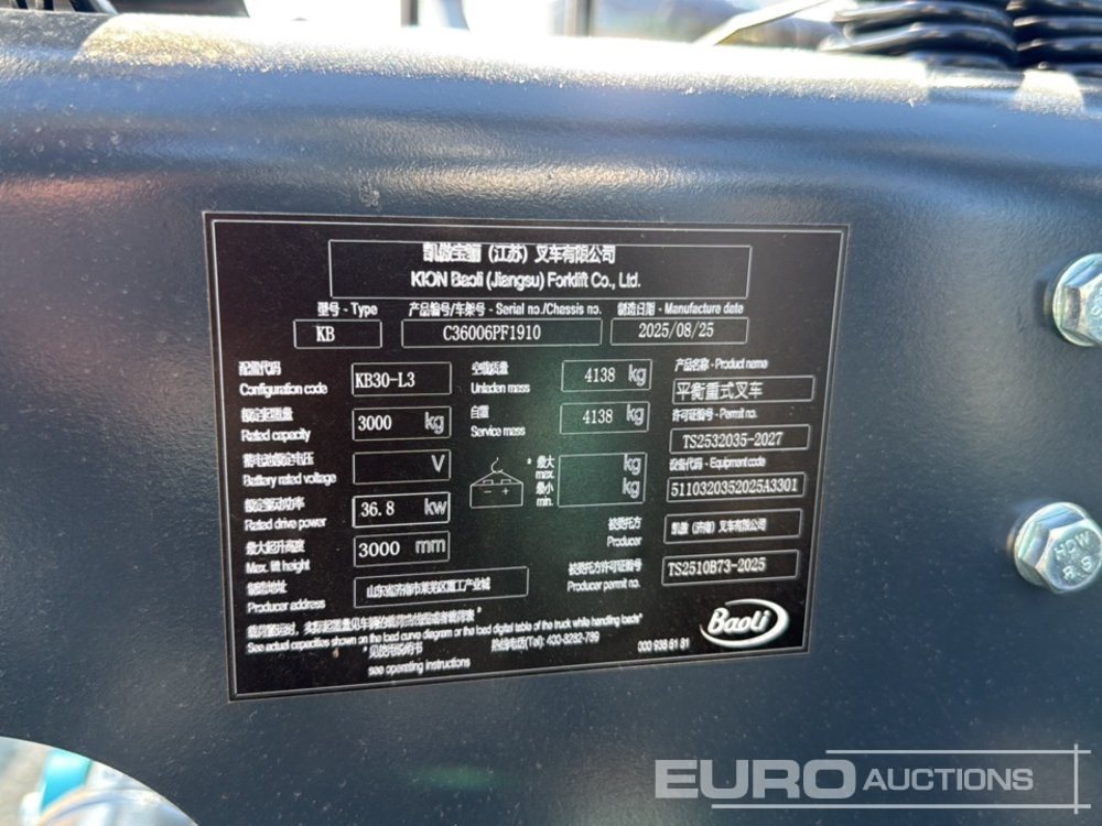 Forklift Unused 2025 Baoli KB30: gambar 31