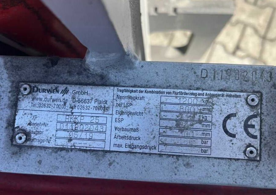 Durwen RKKP25 - Klem untuk Forklift: gambar 4 Durwen RKKP25 - Klem untuk Forklift: gambar 4