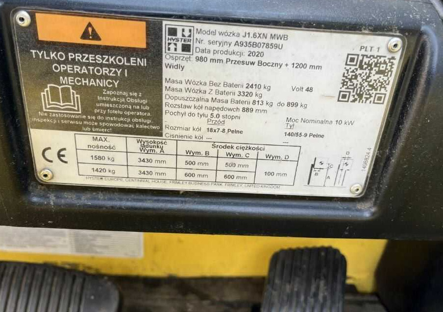 Hyster J1.6XN - Forklift listrik: gambar 4 Hyster J1.6XN - Forklift listrik: gambar 4