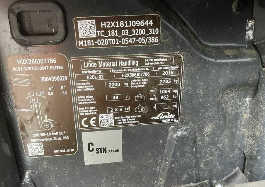 Linde E20L-02 - Forklift listrik: gambar 4 Linde E20L-02 - Forklift listrik: gambar 4