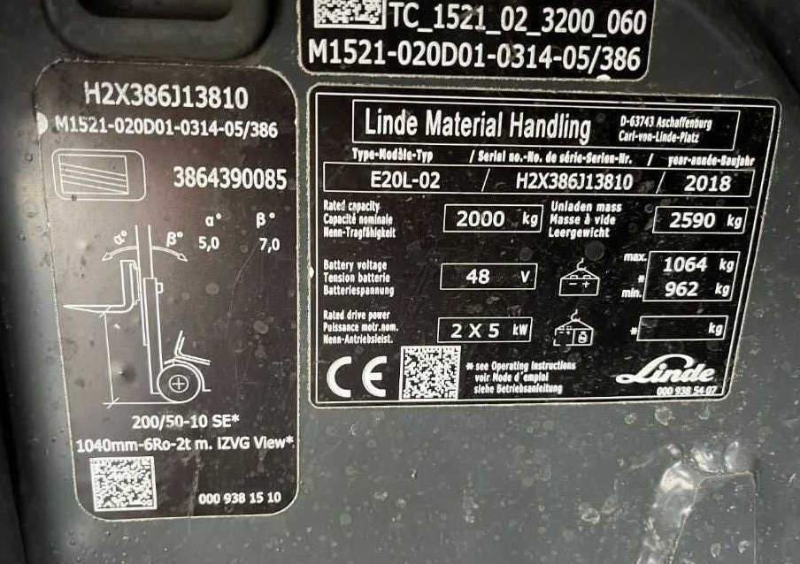 Linde E20L-02 - Forklift listrik: gambar 4 Linde E20L-02 - Forklift listrik: gambar 4