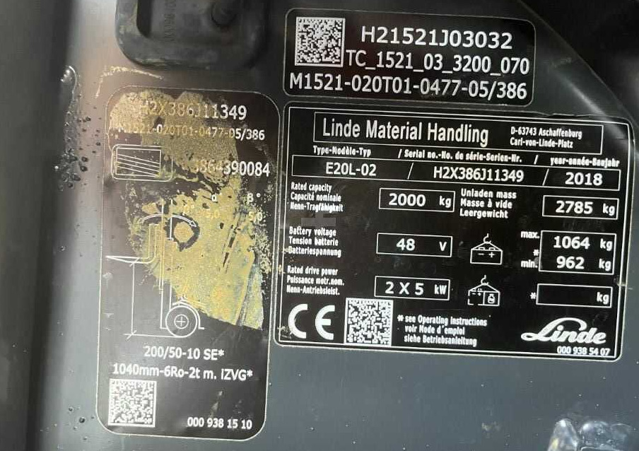 Linde E20L-02 - Forklift listrik: gambar 4 Linde E20L-02 - Forklift listrik: gambar 4