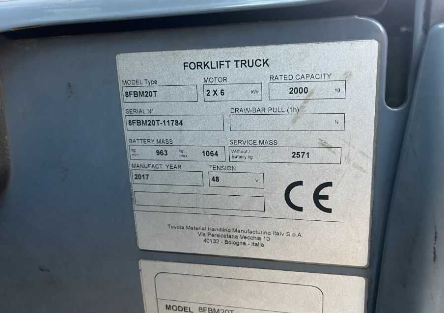 Toyota 8FBM20T - Forklift listrik: gambar 4 Toyota 8FBM20T - Forklift listrik: gambar 4