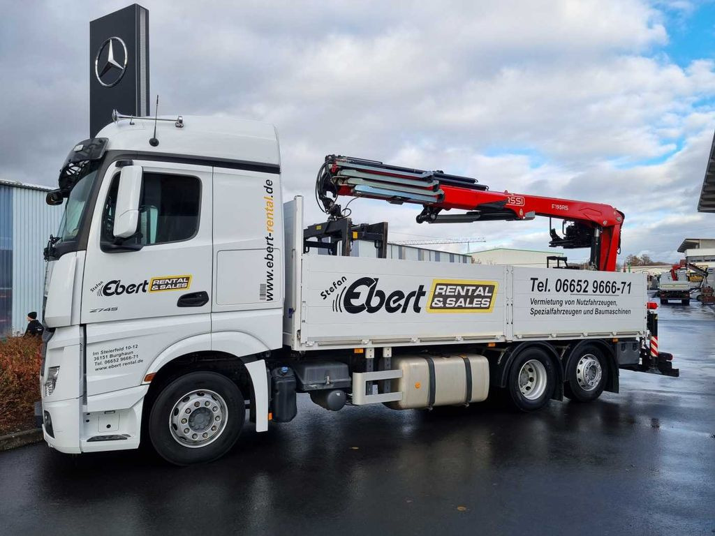 Mercedes-Benz Actros 2745 L 6x2 Baustoffpritsche+Kran Retarder - Truk flatbed, Truk derek: gambar 4 Mercedes-Benz Actros 2745 L 6x2 Baustoffpritsche+Kran Retarder - Truk flatbed, Truk derek: gambar 4