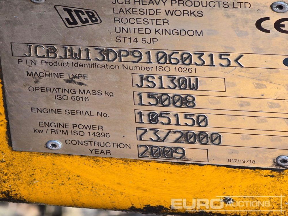 Ekskavator roda 2009 JCB JS130W: gambar 8