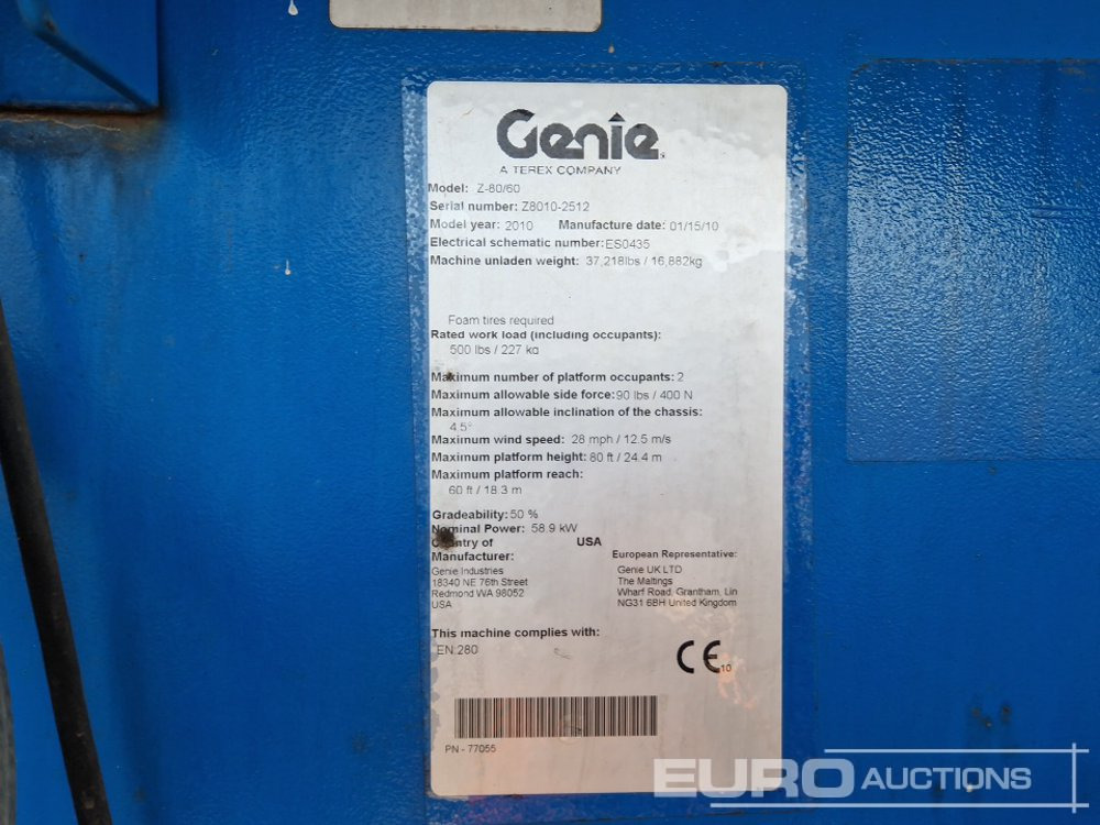 Platform pengangkat 2010 Genie Z80/60: gambar 43