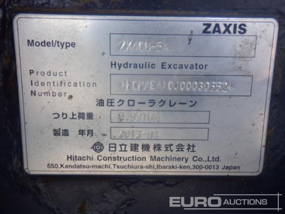 Ekskavator mini 2013 Hitachi ZX40U-5A: gambar 17