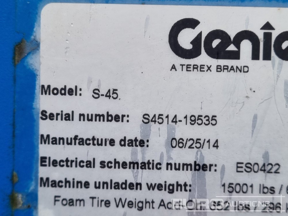 Platform pengangkat 2014 Genie S45: gambar 47